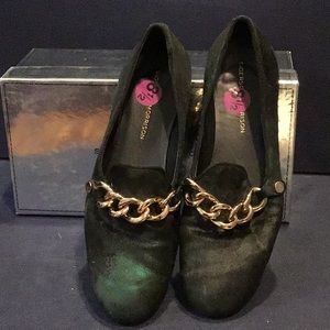 Sigerson Morrison size 8.5 black/ emerald shoes